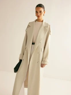 Hot Lapel Pockets Belted Trench Coat Outerwear|Coats