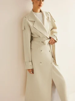 Hot Lapel Pockets Belted Trench Coat Outerwear|Coats