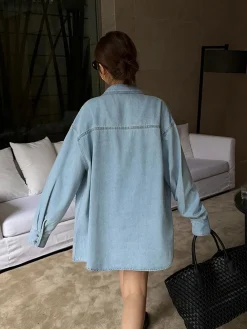 Lapel Pockets Denim Jacket Outerwear|Tops