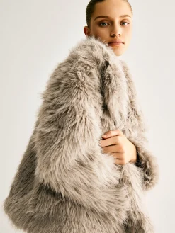 Clearance Lapel Pockets Faux Fur Coat Outerwear|Coats