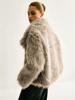 Clearance Lapel Pockets Faux Fur Coat Outerwear|Coats
