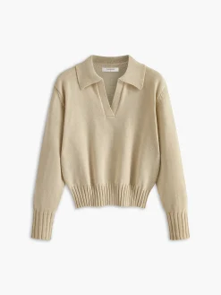 Online Lapel Ribbed Pullover Sweater Sweater Tops|Sweaters & Cardigans