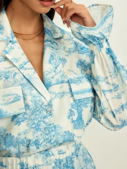 Hot Lapel Ruffle Printed Shorts Set Shorts Sets|Shorts