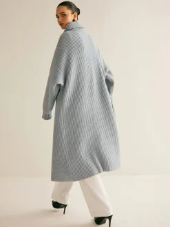 Outlet Lapel Scarf Ribbed Long Cardigan Cardigans|Sweaters & Cardigans