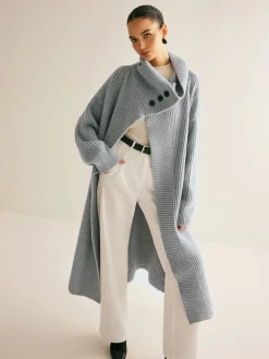 Outlet Lapel Scarf Ribbed Long Cardigan Cardigans|Sweaters & Cardigans