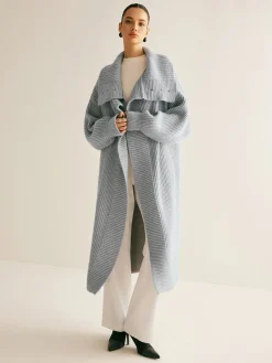 Outlet Lapel Scarf Ribbed Long Cardigan Cardigans|Sweaters & Cardigans