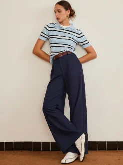 Hot Lapel Striped Knit Top Sweater Tops|Sweaters & Cardigans