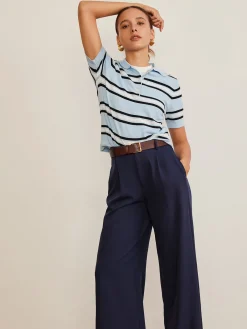 Hot Lapel Striped Knit Top Sweater Tops|Sweaters & Cardigans