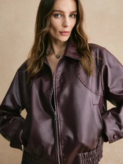 Clearance Lapel Zipper PU Leather Short Jacket Outerwear|Jackets