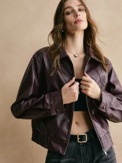 Clearance Lapel Zipper PU Leather Short Jacket Outerwear|Jackets