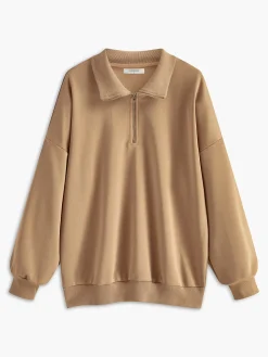 Clearance Lapel Zipper Pullover Sweatshirt Sweatshirts & Hoodies|Tops