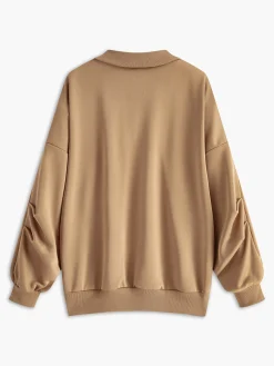Clearance Lapel Zipper Pullover Sweatshirt Sweatshirts & Hoodies|Tops
