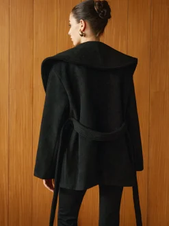 Discount Large Collar Belted Coat Outerwear|Coats