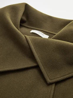 Outlet Large Collar Belted Tweed Coat Outerwear|Tops