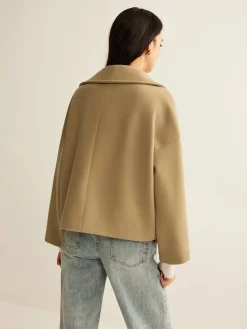 Large Collar Tweed Coat Outerwear|Coats