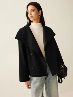 Large Collar Tweed Coat Outerwear|Coats