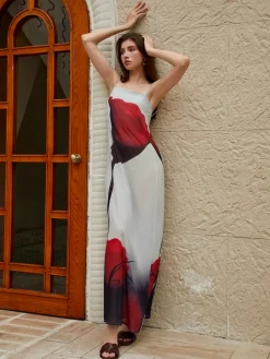 Best Large Floral Print Cami Long Dress Casual Dresses|Floral Dresses