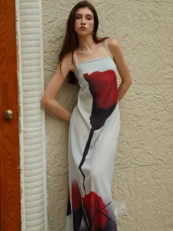 Best Large Floral Print Cami Long Dress Casual Dresses|Floral Dresses
