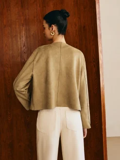 Large Pockets Breasted Suede Jacket Outerwear|Jackets