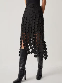 Clearance Laser Cut Multi Circle Double Layered Skirt Skirts|Bottoms