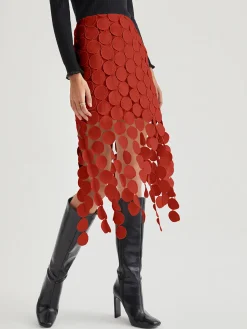 Clearance Laser Cut Multi Circle Double Layered Skirt Skirts|Bottoms
