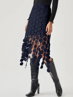 Clearance Laser Cut Multi Circle Double Layered Skirt Skirts|Bottoms