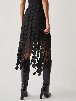 Clearance Laser Cut Multi Circle Double Layered Skirt Skirts|Bottoms