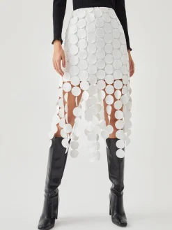 Clearance Laser Cut Multi Circle Double Layered Skirt Skirts|Bottoms
