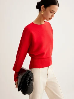 New Leg-Of Mutton Cinched Sweater Sweater Tops|Sweaters & Cardigans