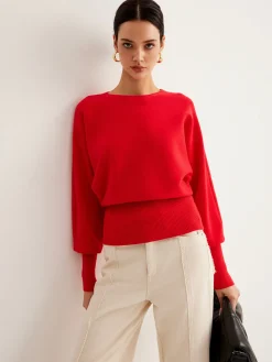 New Leg-Of Mutton Cinched Sweater Sweater Tops|Sweaters & Cardigans