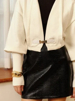 Hot Leg-Of Mutton Sleeve Petite Knit Outerwear Sweater Tops|Outerwear