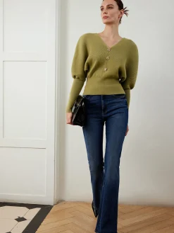 Clearance Leg-Of-Mutton Sleeve Cinched Sweater Sweater Tops|Sweaters & Cardigans