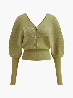Sale Leg-Of-Mutton Sleeve Cinched Sweater Sweater Tops|Sweaters & Cardigans