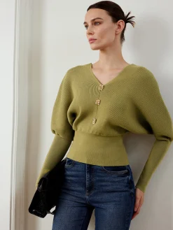 Sale Leg-Of-Mutton Sleeve Cinched Sweater Sweater Tops|Sweaters & Cardigans