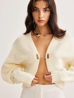 Discount Leg-Of-Mutton Sleeve Metal Cardigan Cardigans|Sweaters & Cardigans