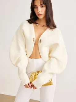 Discount Leg-Of-Mutton Sleeve Metal Cardigan Cardigans|Sweaters & Cardigans
