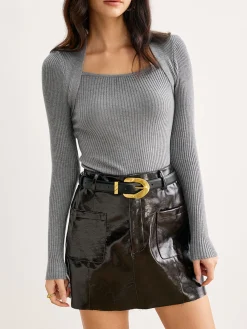 Sale Leisure 2 in 1 Slim Knit Top Sweater Tops|Sweaters & Cardigans