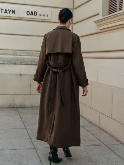 Sale Leisure Belted Tweed Long Coat Outerwear|Coats