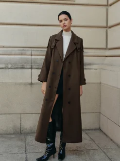 Sale Leisure Belted Tweed Long Coat Outerwear|Coats