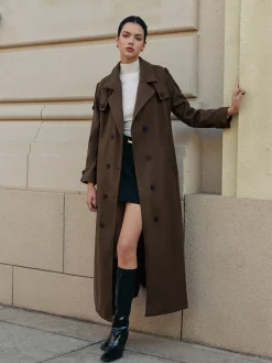 Sale Leisure Belted Tweed Long Coat Outerwear|Coats