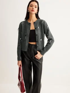 Clearance Leisure Button Sequins Cardigan Cardigans|Sweaters & Cardigans