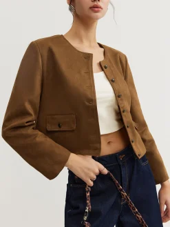 Clearance Leisure Button Suede Trench Coat Outerwear|Coats