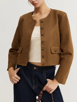 Clearance Leisure Button Suede Trench Coat Outerwear|Coats