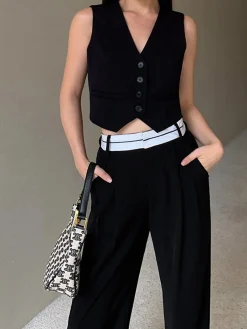 Hot Leisure Button Up Vest Outerwear|Vests