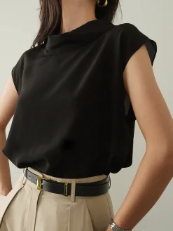 Online Leisure Cap Sleeve Shirt Blouses & Shirts|Tops