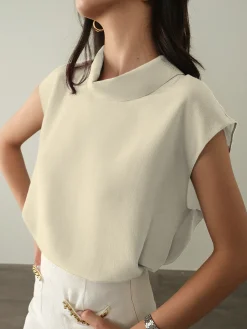 Online Leisure Cap Sleeve Shirt Blouses & Shirts|Tops