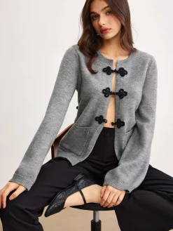 New Leisure Chinese Knot Button Cardigan Cardigans|Sweaters & Cardigans