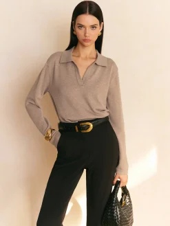 New Leisure Collared Pullover Sweater Sweater Tops|Sweaters & Cardigans