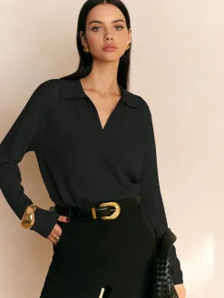 New Leisure Collared Pullover Sweater Sweater Tops|Sweaters & Cardigans
