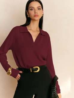 New Leisure Collared Pullover Sweater Sweater Tops|Sweaters & Cardigans